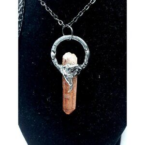 Red quartz crystal necklace